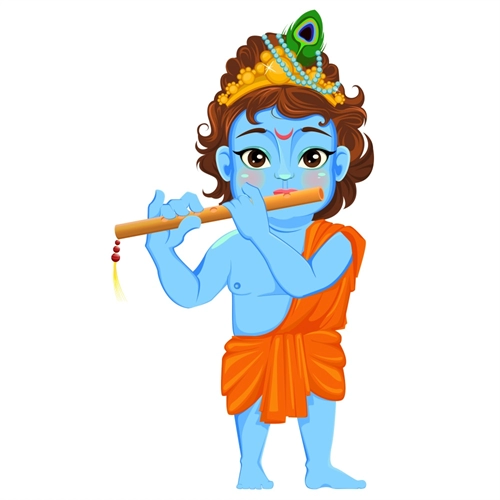 Balkrishna Theme Flute Playing Krishna Transparent Sticker